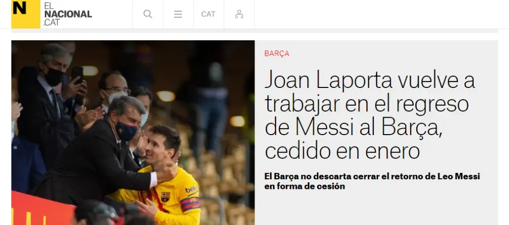 El Nacional sobre Laporta y Messi (https://www.elnacional.cat/)