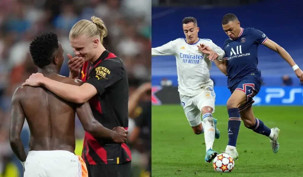 Erling Haaland y Kylian Mbappé vs. Real Madrid: Getty Images
