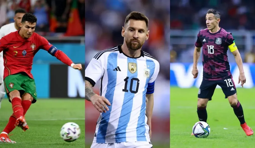 Cristiano Ronaldo, Lionel Messi y Andrés Guardado en sus selecciones: Getty Images