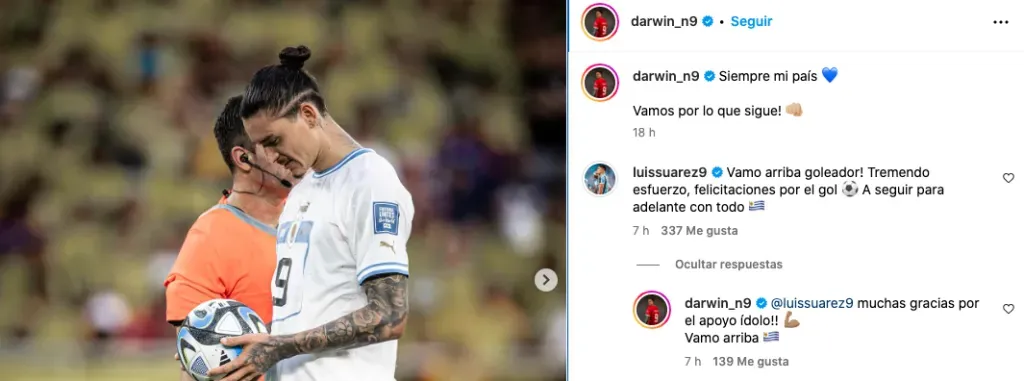 El comentario de Luis Suárez en apoyo a Darwin