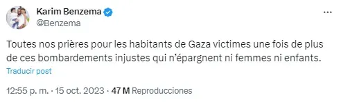 Captura Twitter Oficial Karim Benzema