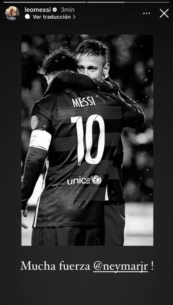 Reaccione de Messi a la lesión de Neymar. (Foto: Instagram / @leomessi)