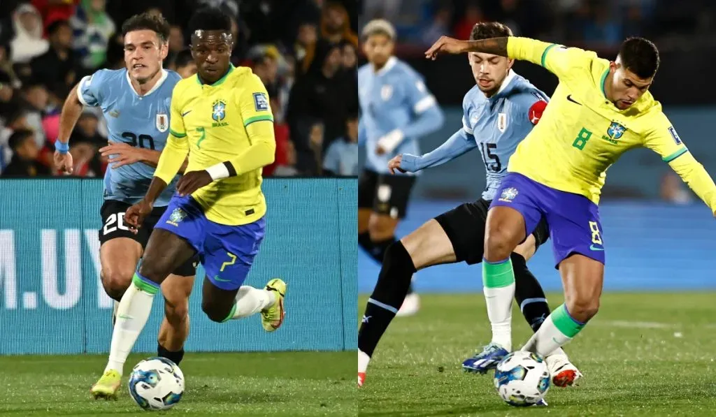 Vinicius y Fede Valverde en el Uruguay vs. Brasil del martes: Getty Images