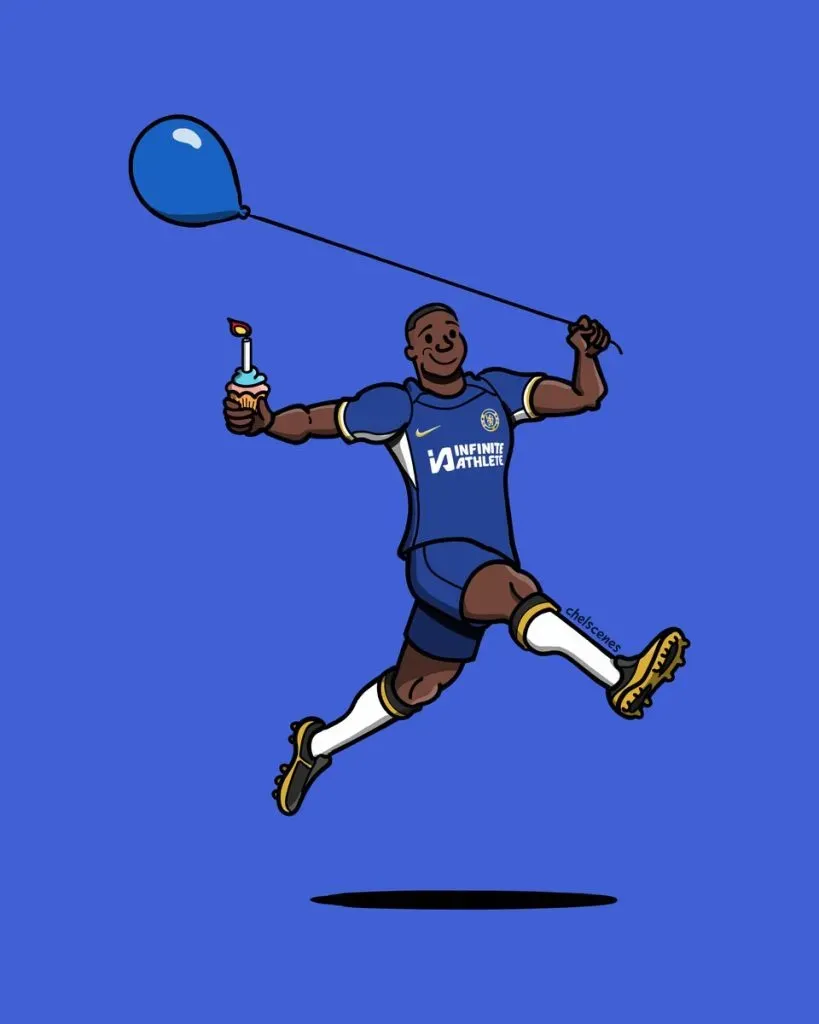 La ilustración del Chelsea para el cumpleaños de Moisés Caicedo.