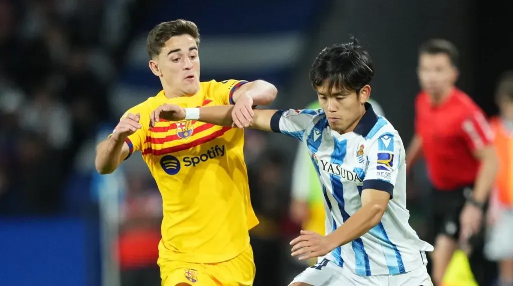 Gavi y Kubo en Barcelona vs. Real Sociedad. (Foto: Getty Images)