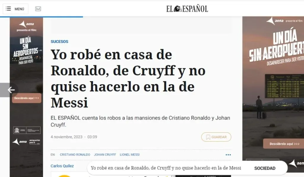 El artículo de El Español de los robos a jugadores de élite en Europa: TW
