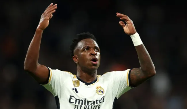 Vinicius festeja su tanto al Sporting Braga: Getty Images