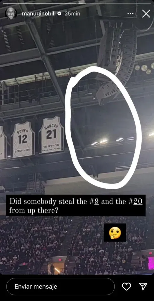 Mensaje de Ginóbili sobre su camiseta retirada. (Foto: Instagram / @manuginobili)