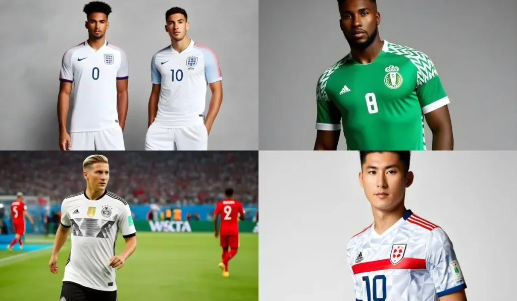 Las camisetas de Alemania, Nigeria, Japón e Inglaterra para el Mundial 2026 según la IA.