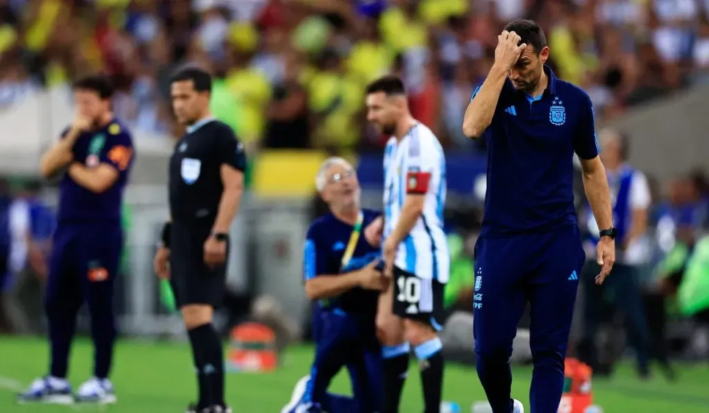 Lionel Scaloni durante la victoria de Argentina en Brasil: Getty Images