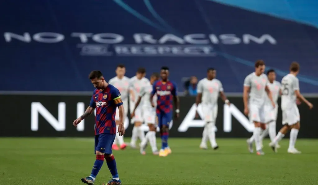 Lionel Messi en medio de la derrota por 2-8 ante Bayern Munich: Getty Images