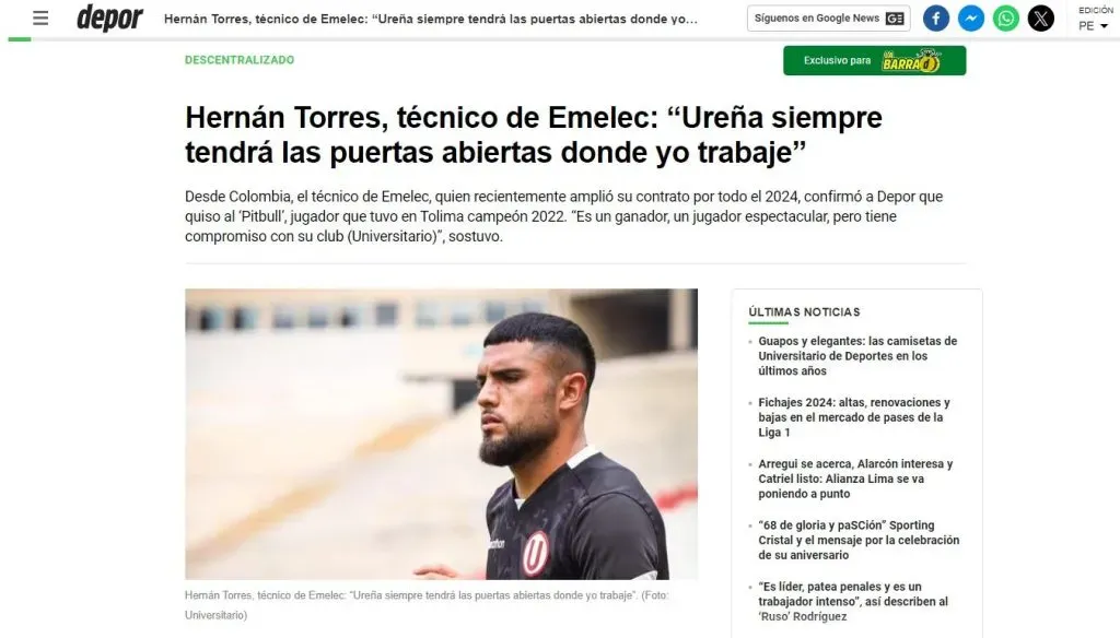 Las novedades sobre el futuro de Rodrigo Ureña en Universitario de Deportes. (Foto: Diario Depor).