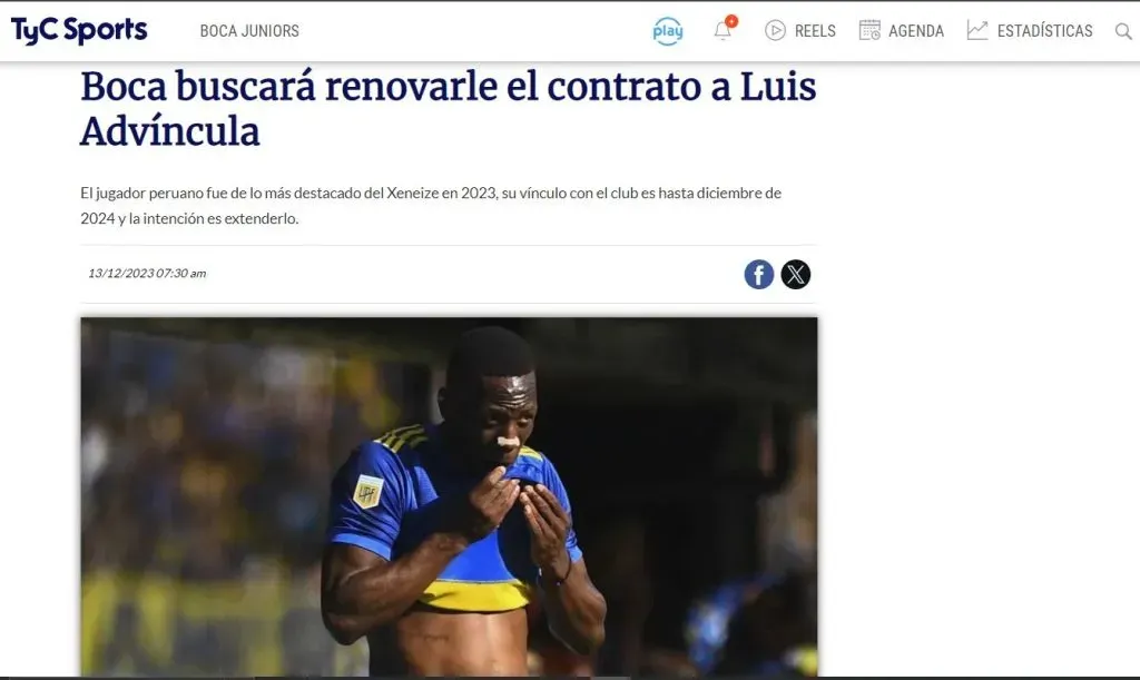 Información reciente desde Argentina sobre Luis Advíncula. (Foto: TyC Sports).