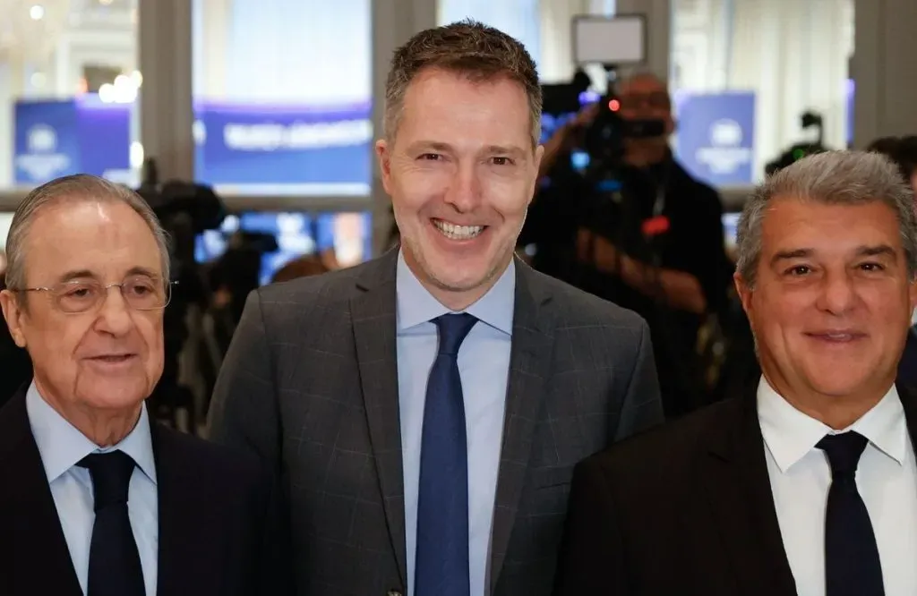 Florentino Pérez, Bernd Reichart y Joan Laporta, caras claves de la Superliga: Getty Images