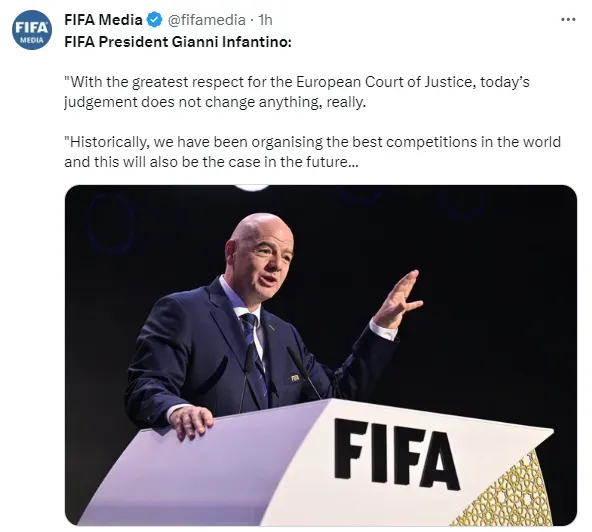 FIFA marcó su postura respecto al fallo del TJUE.