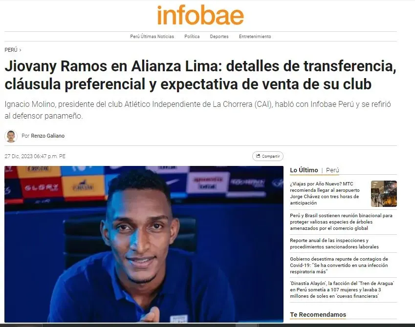 Jiovany Ramos expuesto para bien en entrevista. (Foto: INFOBAE).