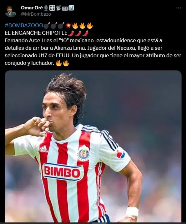 Fernando Arce podría jugar en Alianza Lima. (Foto: Twitter).