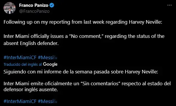 Jugador que no aparece en Inter Miami. (Foto: X / @FrancoPanizo)
