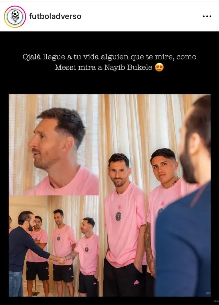 Meme de Messi y el presidente de El Salvador. (Foto: Instagram / @futboladverso)