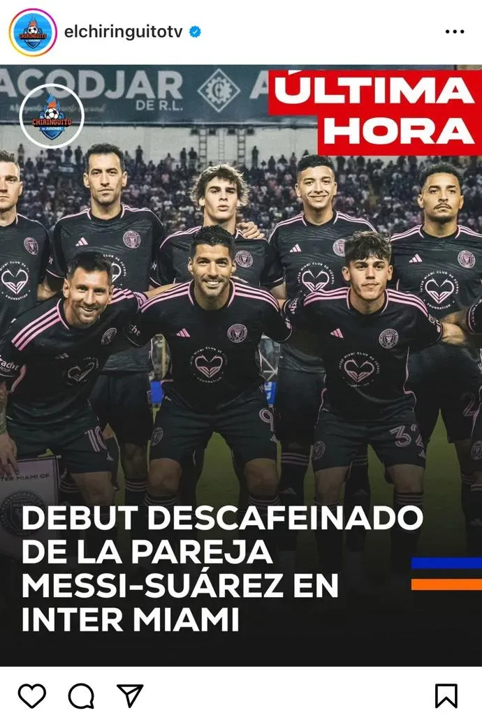Titular sobre el debut de Messi y Suarez en Inter Miami.