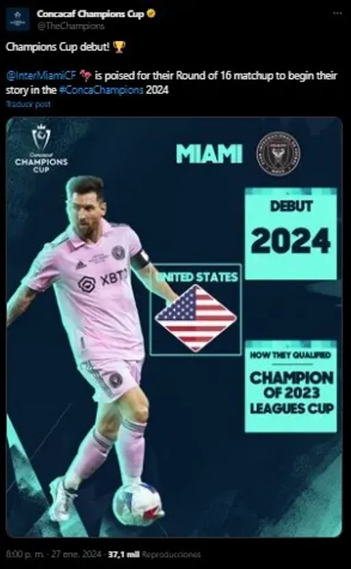 Anuncio sobre Inter Miami y Leo Messi. (Foto: X / @TheChampions)