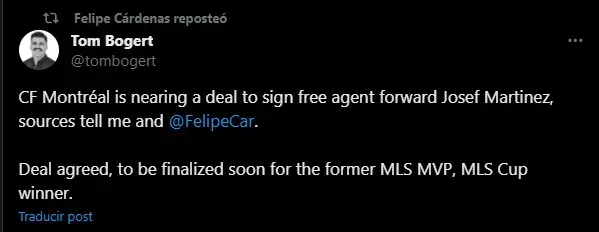 Josef Martínez tendría nuevo equipo. (Foto: X / @tombogert)