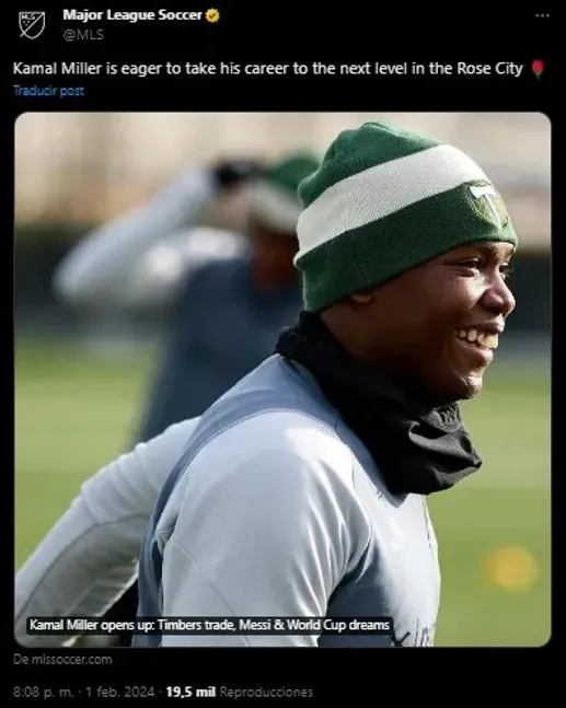MLS presume a Kamal Miller. (Foto: X / @MLS)