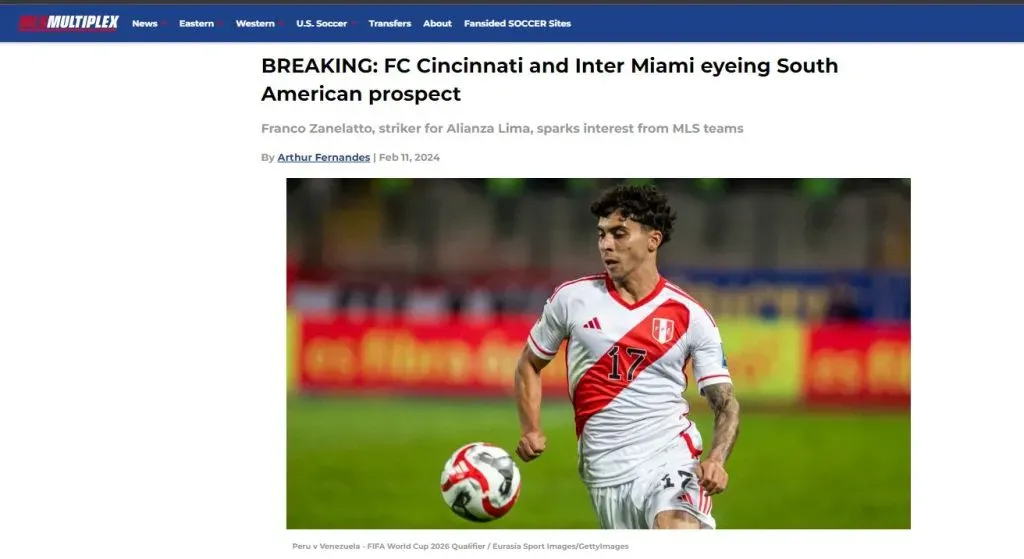 Franco Zanelatto interesa en el FC Cincinnati e Inter Miami. (Foto: MLS Multiplex).