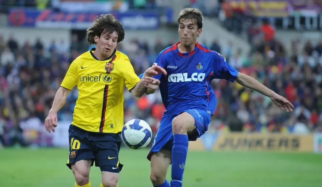 Lionel Messi vs. Getafe y en el Coliseum por la temporada 2007/2008: Getty Images