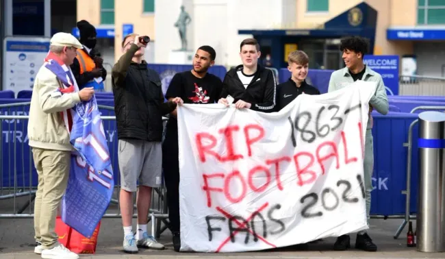 Protestas de aficionados ingleses contra la Superliga en abril del 2021: IMAGO