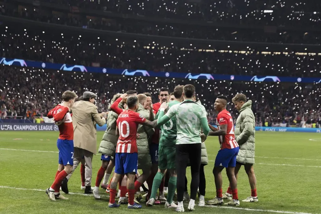 La celebración de los jugadores del Atlético de Madrid tras eliminar al Inter de Milán.