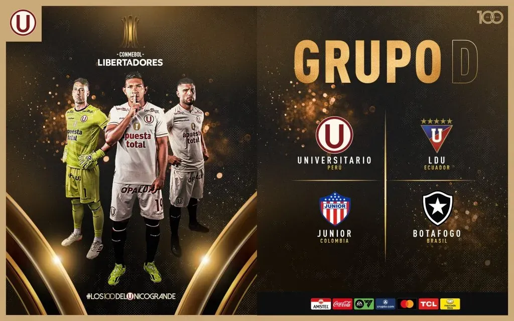 El grupo de Universitario en Copa Libertadores. (Foto: Universitario de Deportes).