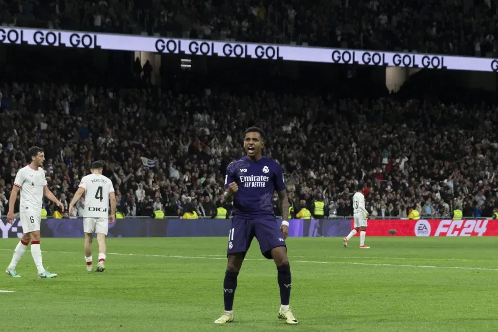 Rodrygo en su festejo de su segundo gol vs. Athletic Club de Bilbao.