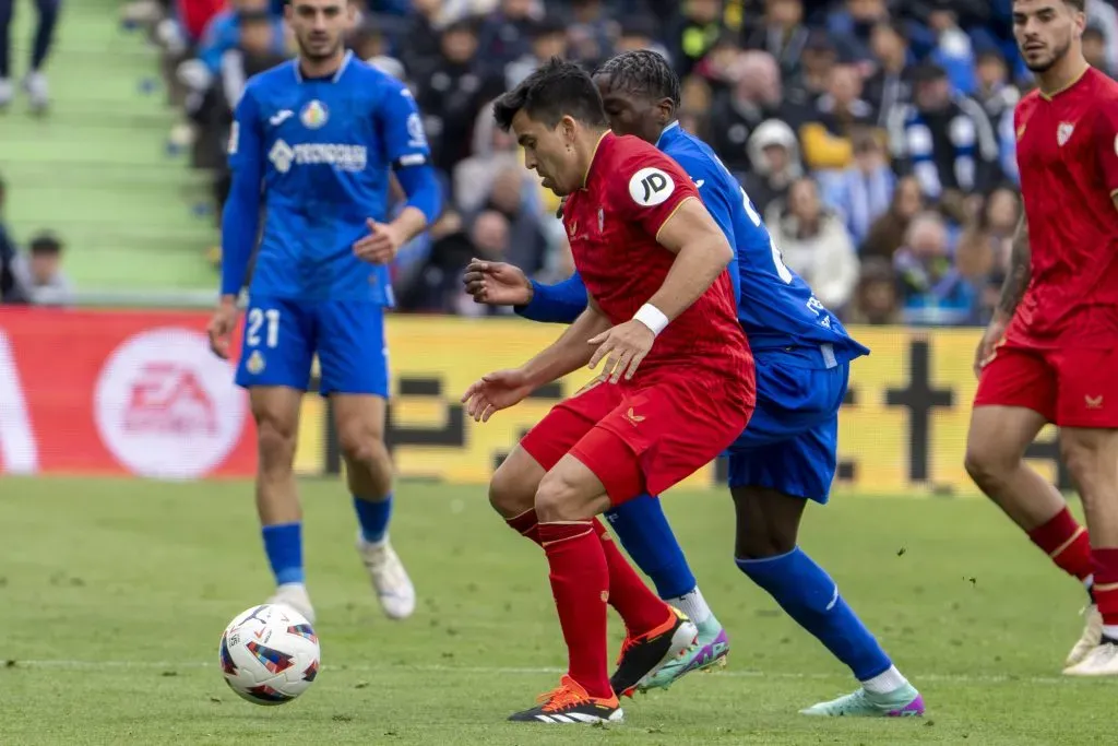 Marcos Acuña durante el partido que disputó ante el Getafe.