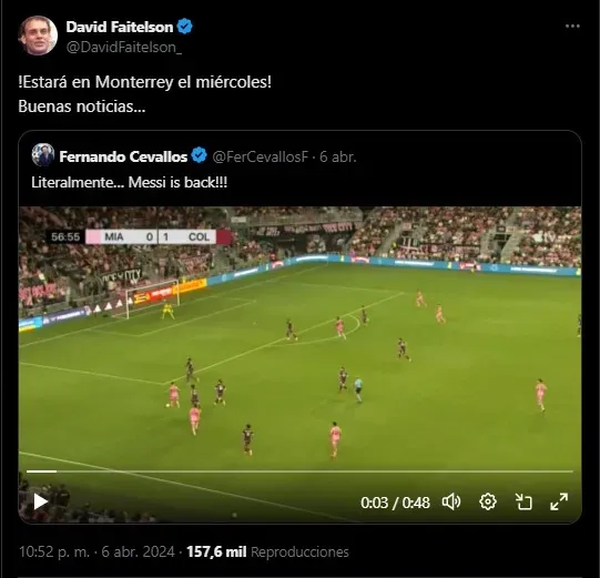 Faitelson sobre Messi en México. (Foto: X / @DavidFaitelson_)