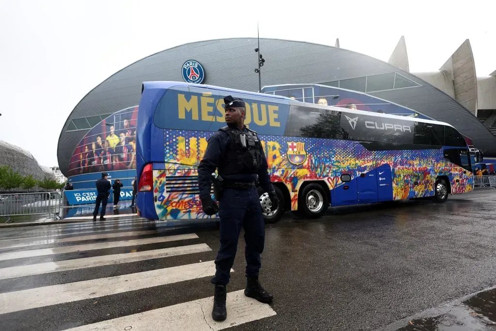 La seguridad se reforzó en estas horas en París para el Barcelona. Getty Images.