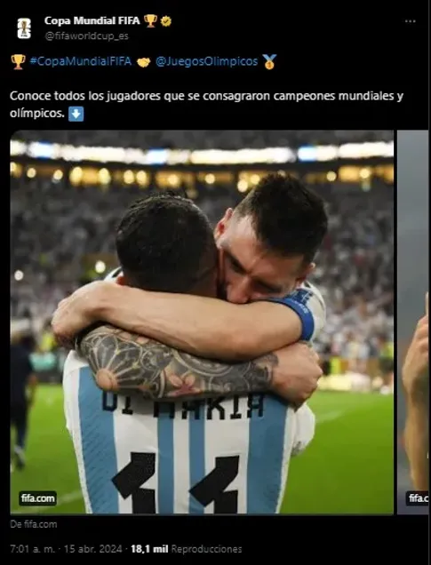 Récord de Messi y Di María. (Foto: X / @fifaworldcup_es)