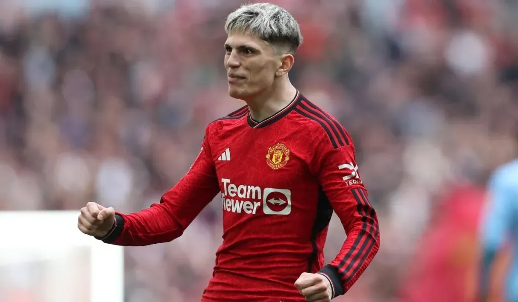 Garnacho festeja uno de sus goles en Manchester United: IMAGO