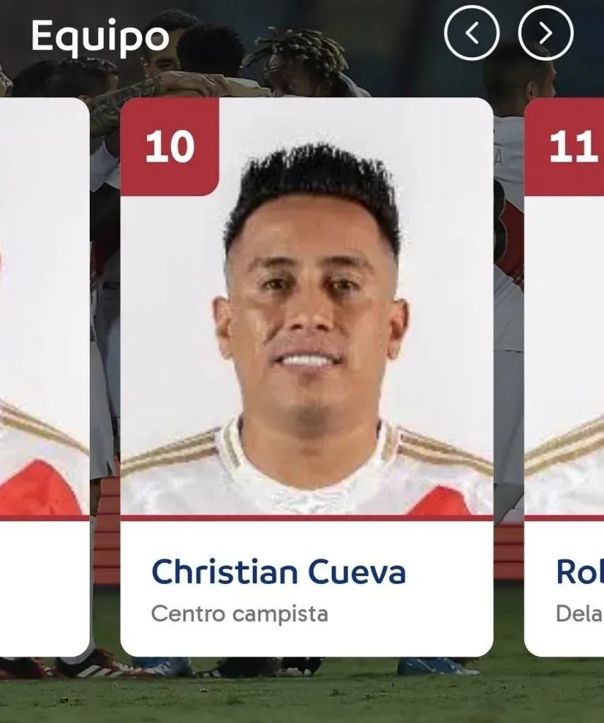 Christian Cueva en la planilla de Copa América 2024. (Foto: CONMEBOL).