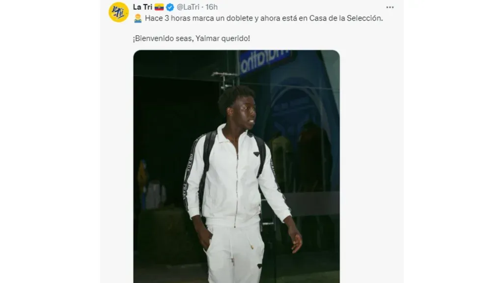 Yaimar Medina ya está en la casa de la Selección de Ecuador. (Foto: @LaTri)