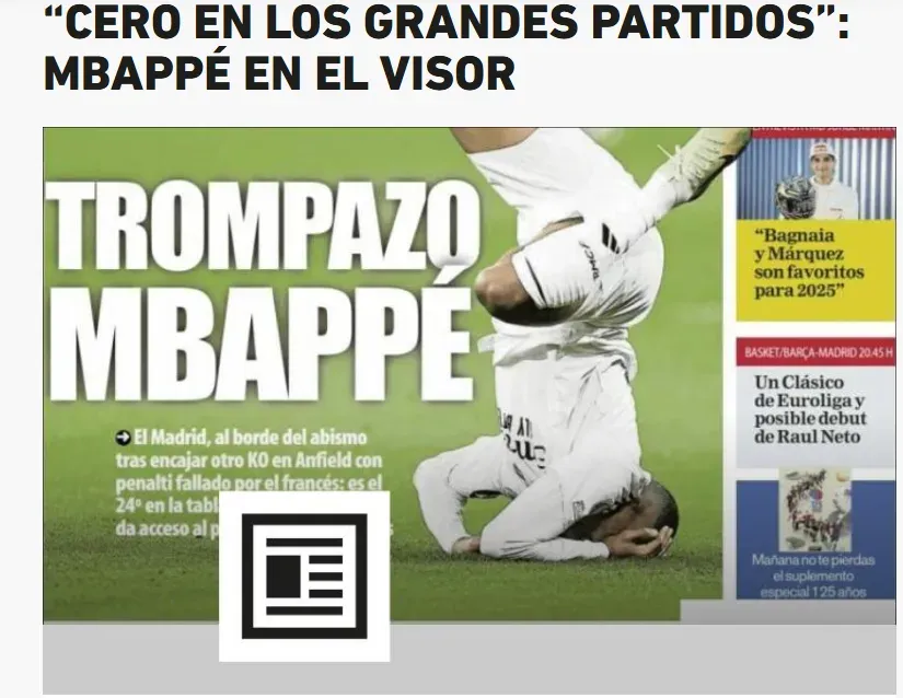 La publicación de L’Equipe sobre Kylian Mbappé post Liverpool 2 – Real Madrid 0.