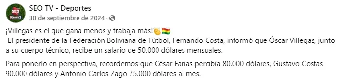 Sueldos en Bolivia (Foto: Facebook).