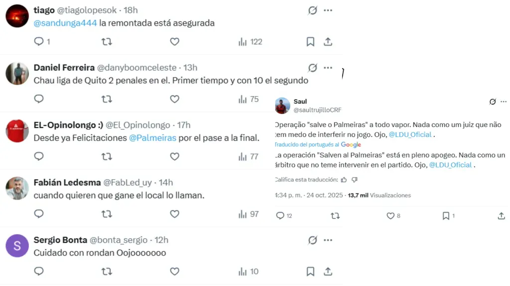 Los comentarios de los hinchas en X. (Foto: Captura de pantalla)