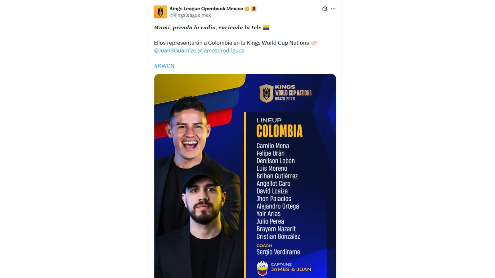 James Rodríguez es capitán del equipo de Colombia.