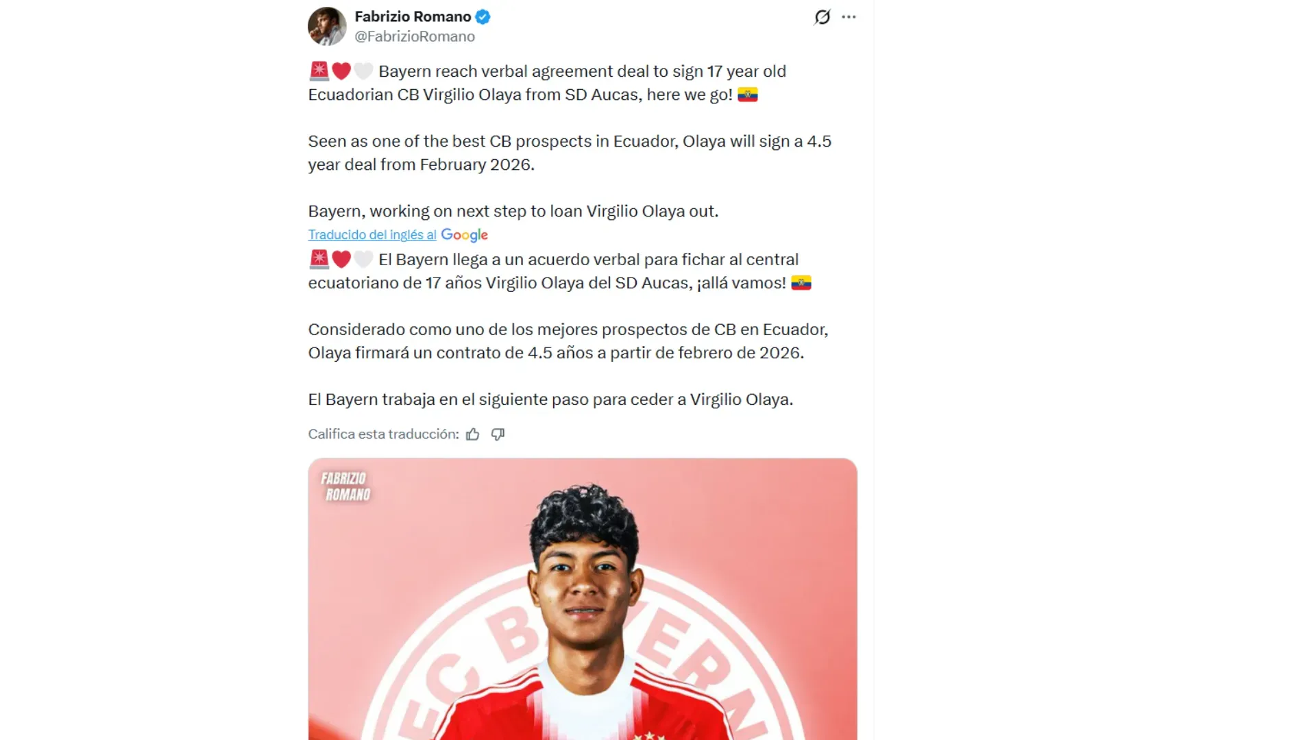 Olaya llegará a Europa en 2026. (Foto: Captura de pantalla)