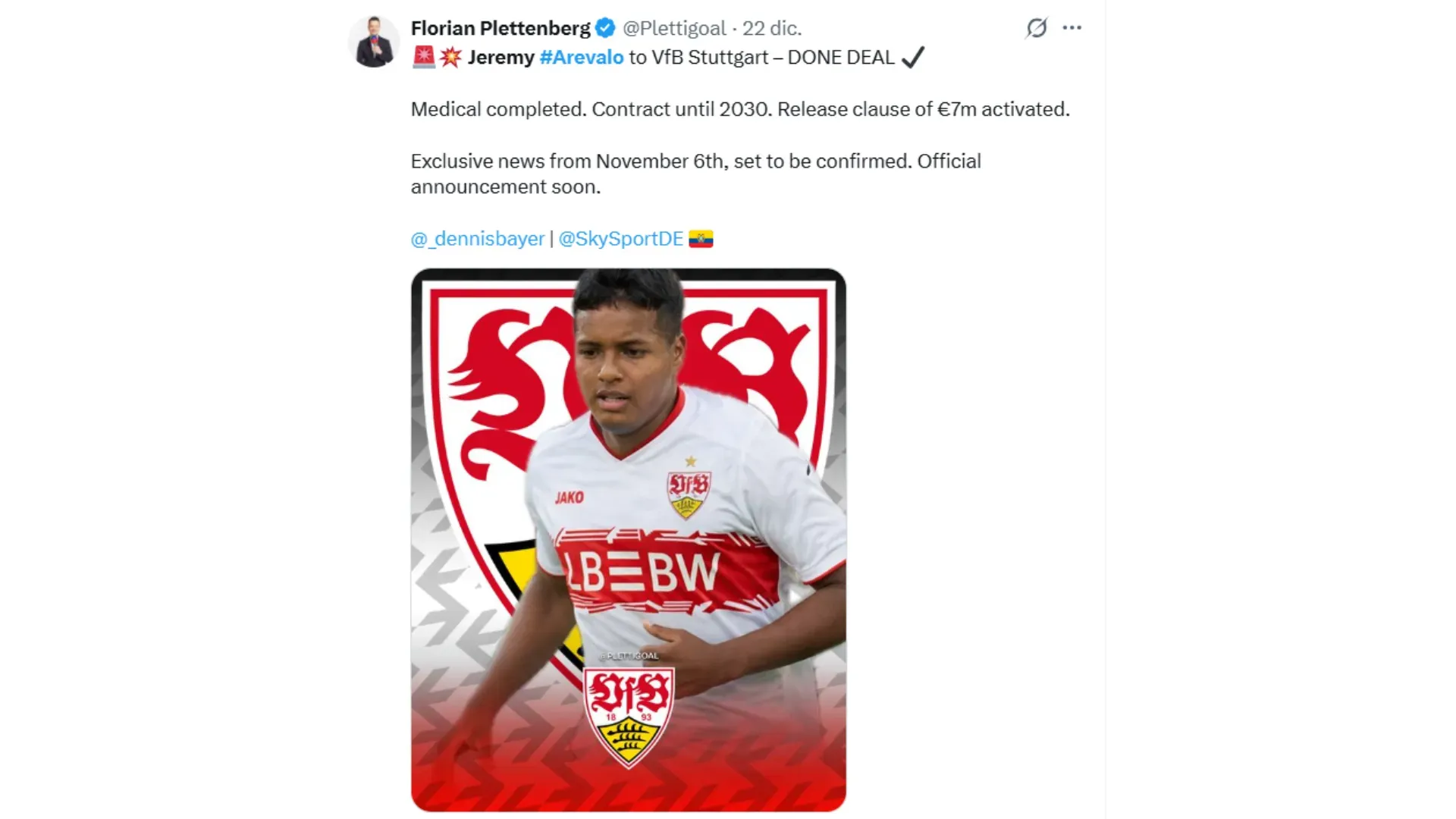 Arévalo será nuevo jugador del Stuttgart. (Captura de pantalla)