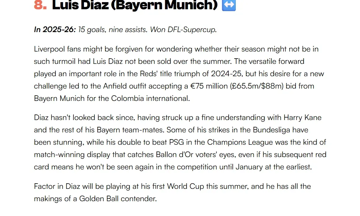 GOAL – Reseña Luis Díaz