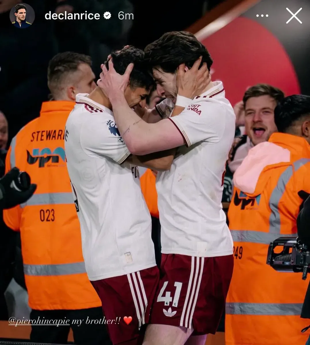 La story de Piero Hincapié con Declan Rice