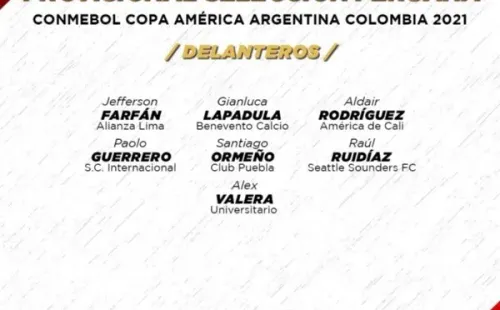 Santiago Ormeño en la prelista de Perú.