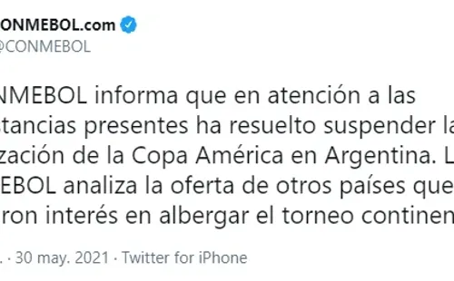 El tuit de la Conmebol.